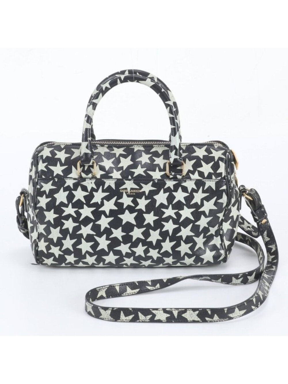 Saint Laurent Paris Star Pattern Baby Duffle Leather 2-Way Shoulder Bag